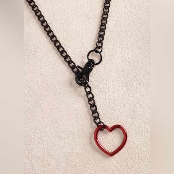 NWT Sacina Gothic Red Heart Black Chain Necklace Gothic Emo Punk Adjustable - Picture 8 of 12